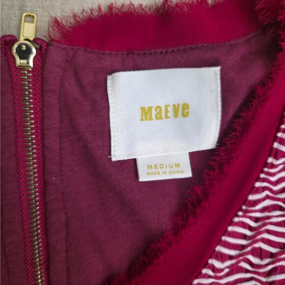 Anthropologie Maeve Dora Dress Red Print Short Sleeve Mini Dress Women Sz M - Picture 4 of 9